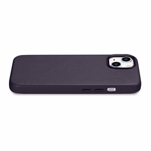 Чехол iCarer Leather из натуральной кожи для iPhone 14 Plus тёмно-фиолетовый (совместим с MagSafe)
