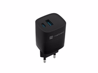 NATEC RIBERA GAN ĮKROVIKLIS 1X USB-A + 1X USB-C 30W JUODAS
