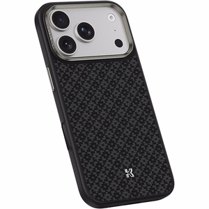 Juodas „Benks Magnetic Armor Pro Armor Grid 600D“ kevlaro dėklas su metaliniu rėmeliu (C.K.FL.AP.BK.B072), skirtas iPhone 18 Pro / iPhone 17 Pro su „Camera Control“ mygtuku