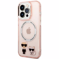Karl Lagerfeld KLHMP14XHKCP iPhone 14 Pro Max 6.7 "kietasis dėklas rožinis / rožinis Karl & Choupette aliuminis Magnetinis