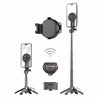 Blavec Selfie lazda Aluminium Coco Mini P-05 MagSafe trikojis stovas + nuotolinio valdymo + laikiklis 0,41 metro - juodas