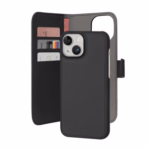 Puro Wallet nuimamas magnetinis 2in1 PU odos dėklas su atvartu ir pinigine iPhone 15 - juodas