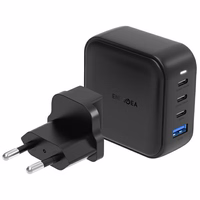 ENERGEA tinklo įkroviklis 1xUSB+3xUSB-CPD-PPS-QC 3.0 100W 3C1A juodas/black US+EU Travelite GAN100