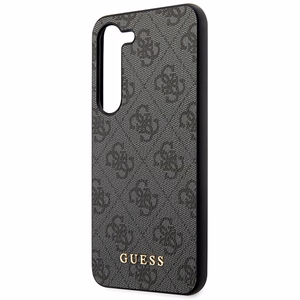Guess GUHCS23SG4GFGR S23 S911 pilkas/pilkas kietas dėklas 4G Metal Gold Logo