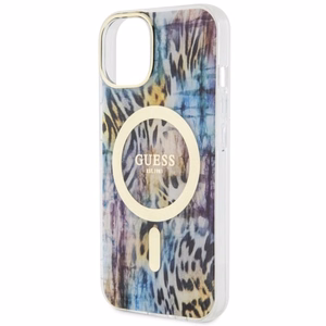 Guess Leopard Magnetinis dėklas telefonui iPhone 14 - mėlyna