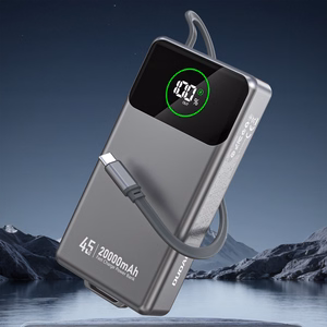 Dudao K31 Pro 45W 20000mAh išorinė baterija su įmontuotu ištraukiamu USB-C kabeliu - pilka