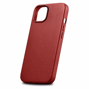 iCarer Dėklas Odinis viršelis pagamintas iš natūralios odos iPhone 14 Plus raudonas (suderinamas su MagSafe)