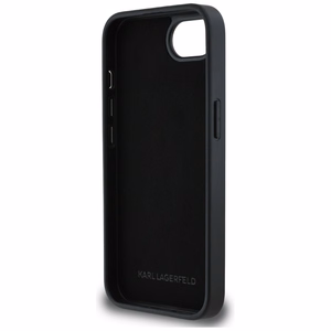 Karl Lagerfeld Fixed Glitter Karl&Choupette Heads Metal Pin dėklas telefonui iPhone 16e - juodas