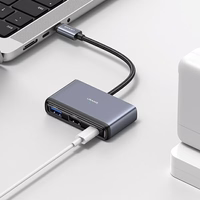 USAMS adapteris HUB 4w1 2xUSB 2.0/USB 3.0/ USB-C tamsiai pilkas SJ627HUB01 (US-SJ627)