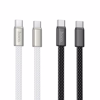 Plokščias kabelis USB C į USB C Hoco 3A 60W 1 m X125 juodas