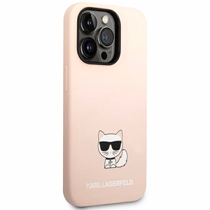 Karl Lagerfeld KLHCP14LSLCTPI iPhone 14 Pro 6.1 "kietas dėklas šviesiai rožinis/šviesiai rožinis Silikoninis Choupette Kūnas
