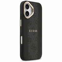GUESS dėklas telefonui IPHONE 17, suderinamas su MagSafe GUHMP17SPG4SEMCK (PU W/ 4G Stripe) juodas