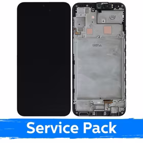 LCD ekranas suderinamas su Samsung A245 A24 4G juodas su rėmeliu (Service Pack)