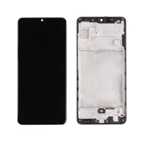 Ekranas Samsung A325 A32 4G su lietimui jautriu stikliuku ir rėmeliu juodas OLED