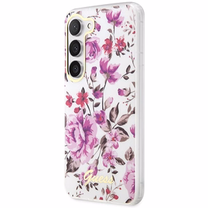 Guess GUHCS23MHCFWST S23+ S916 baltas/baltas kietas dėklas Flower Collection