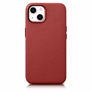 iCarer Dėklas Odinis viršelis pagamintas iš natūralios odos iPhone 14 Plus raudonas (suderinamas su MagSafe)