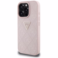 Guess Hot Stamp 4G Pattern Triangle Metal Logo iPhone 16 Pro dėklas - rožinė