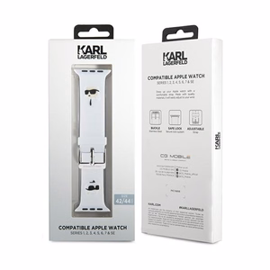 Karl Lagerfeld 3D Rubber Karl ir Choupette Heads dirželis baltas skirtas Apple Watch 42/44/45/49mm