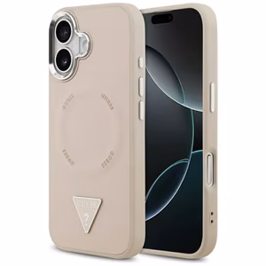 Guess Trikampio logotipo magnetinis dėklas iPhone 17 - rožinis