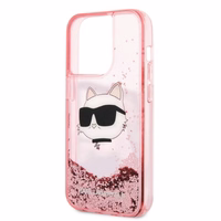 Karl Lagerfeld KLHCP14XLNCHCP iPhone 14 Pro Max 6.7" pink/pink kietas dėklas Glitter Choupette Head