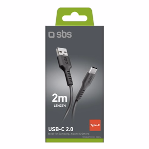 SBS TECABLETC220K USB-A - USB-C Cable 2 m - Black