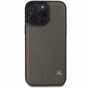 Mercedes MB Curved Stitches Odinis iPhone 16 Pro Max dėklas - rudas