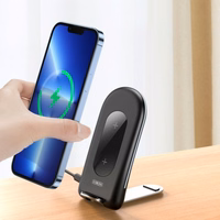 Bevielis įkroviklis Duzzona "W2" juodas 15W su stoveliu