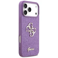Guess Fiksuotas Blizgus Didelis 4G dėklas telefonui iPhone 17 Pro Max - violetinė