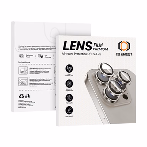 Grūdintas stiklas Tel Protect 3D objektyvo apsauga kamerai Iphone 15 Pro/15 Pro Max juoda (3 objektyvai)