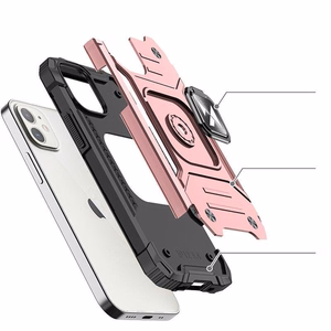 Wozinsky Ring Armor iPhone 14 dėklas telefonui su magnetiniu laikikliu ir žiedu, aukso spalvos