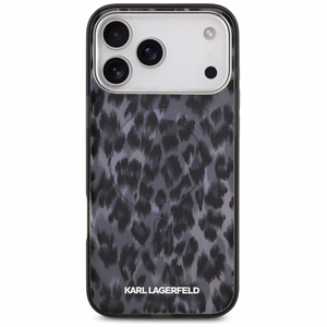 Karl Lagerfeld IML Leopardinis raštas Magnetinis dėklas telefonui iPhone 17 Pro Max - juodas