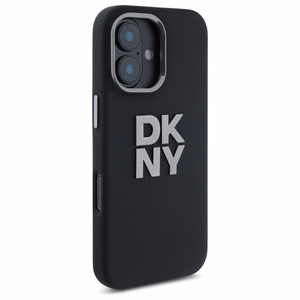DKNY Liquid Silicone Metal Logo dėklas telefonui iPhone 16 - juodas