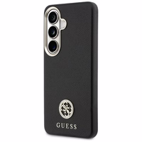 Guess dėklas Rhinestone Round Logo MagSafe for Samsung Galaxy S26 juodas