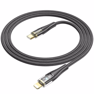 Kabelis USB C į Lightning Hoco PD 27W 1,2 m U121 juodas permatomas