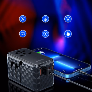 Choetech PD6028 EU / US / AUS / UK kelioninis adapteris 2x USB-C 2x USB-A 100W - juodas