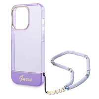 Guess GUHCP14XHGCOHU iPhone 14 Pro Max 6.7" violetinis/violetinis kietas dėklas Translucent Pearl Strap