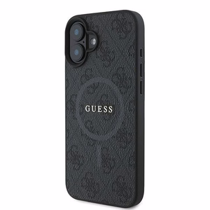 Guess 4G žiedas klasikinis logotipas magnetinis dėklas iPhone 16 Plus - juodas