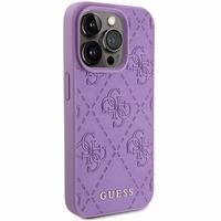 Guess Odinis 4G įspaustas dėklas telefonui iPhone 15 Pro Max - violetinis