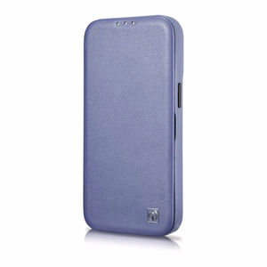 iCarer CE Premium odinis folio dėklas iPhone 14 Pro Max magnetinis atverčiamas odinis folio dėklas MagSafe šviesiai violetinė