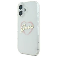 Guess IML Heart iPhone 16 dėklas telefonui - Skaidrus
