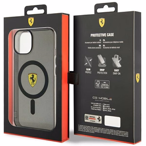 Ferrari FEHMP14SURKK iPhone 14 6.1" juodas kietas dėklas telefonui pusiau permatomas magnetinis (MagSafe)