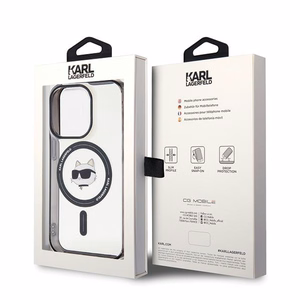 Karl Lagerfeld IML Choupette's Head Magnetinis dėklas telefonui iPhone 15 Pro - skaidrus