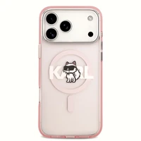 KARL LAGERFELD dėklas telefonui IPHONE 17 Pro Max, suderinamas su magnetiniu MagSafe (KLHMP17XHGCHGKBP, IML Choupette Sketch Logo) rožinis