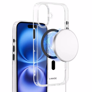 Liavec Blizgus Magnetinis Skaidrus dėklas telefonui Iphone 16 juoda