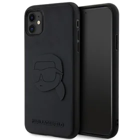 Karl Lagerfeld KLHCN613DRKNK iPhone 11 / Xr 6.1" juodas/juodas kietas dėklas guminis Karlo galva 3D