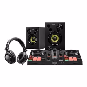 Hercules DJ Learning Kit MK2 – USB DJ valdiklio mokomasis rinkinys su garsiakalbiais