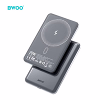 BWOO Ultra Slim Išorinė baterija 5000mAh with magnetic charging P79 pilkas
