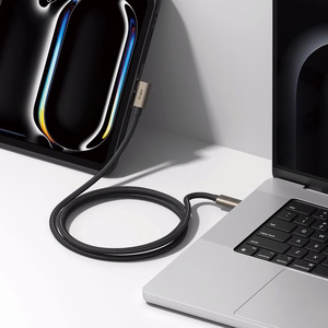 Ringke 3.2 gen. 2x2 USB-C, PD 3.1 240W 2m kampinis laidas - juodas