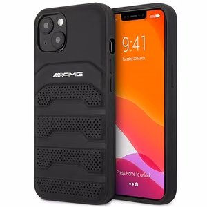 AMG AMHCP14MGSEBK iPhone 14 Plus 6.7" чёрный/чёрный жёсткий чехол Leather Debossed Lines