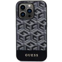 Guess GUHMP14XHGCFSEK iPhone 14 Pro Max 6.7" juodas kietas dėklas GCube Stripes Magnetinis